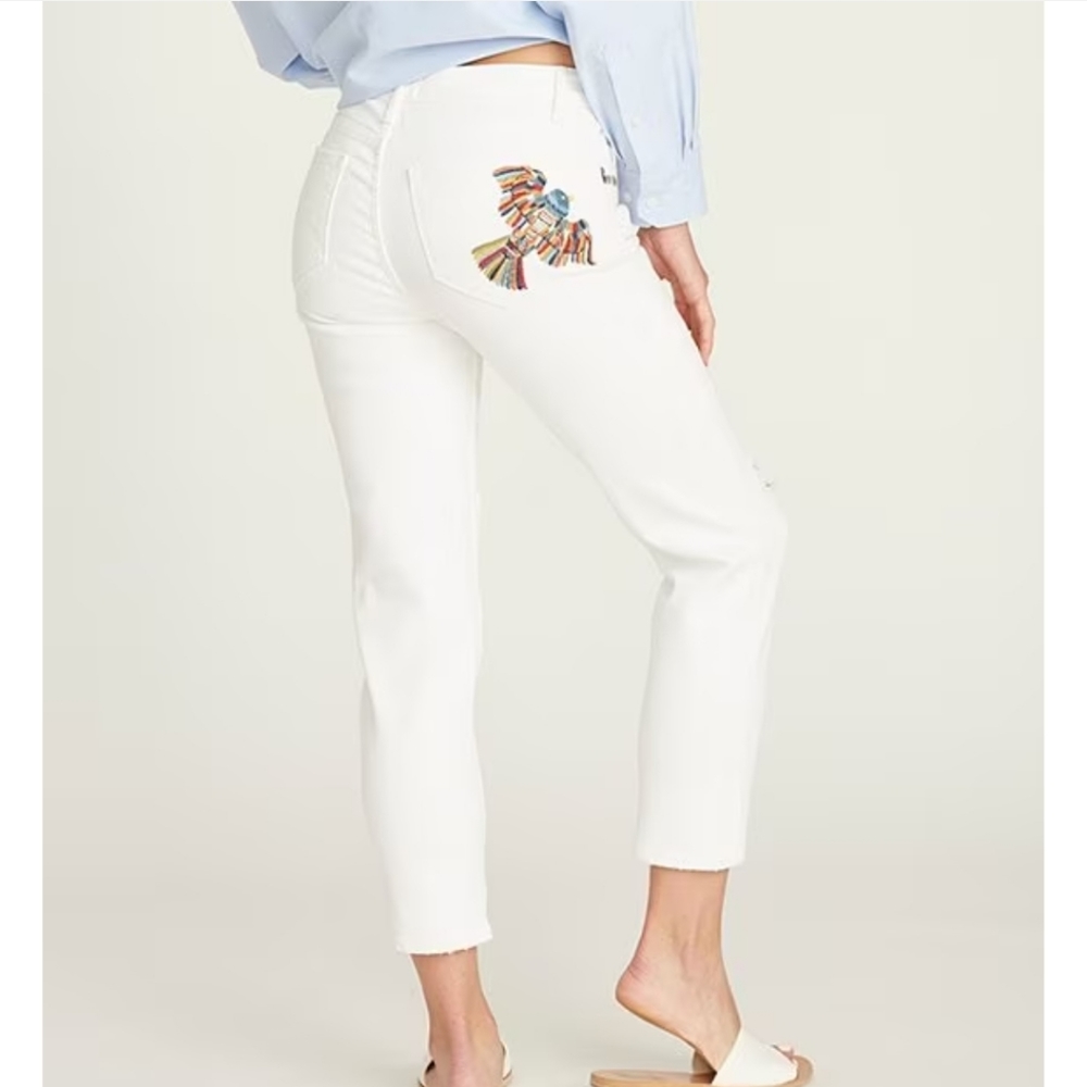 Driftwood x Folklore Gizelle Skinny Leg Embroidered Distressed Denim Jeans